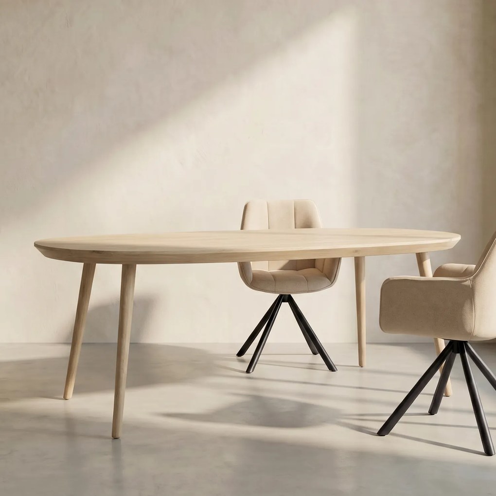 Eleonora Elijah Eiken Eettafel Met Afgeronde Hoeken 220 Cm - 220 X 100cm.