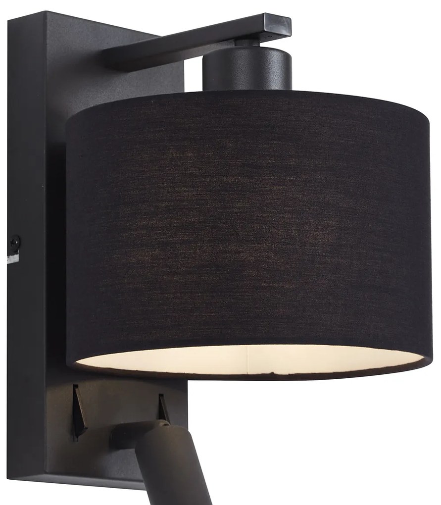 LED Moderne wandlamp zwart rond met leeslamp - Puglia Modern E27 Binnenverlichting Lamp