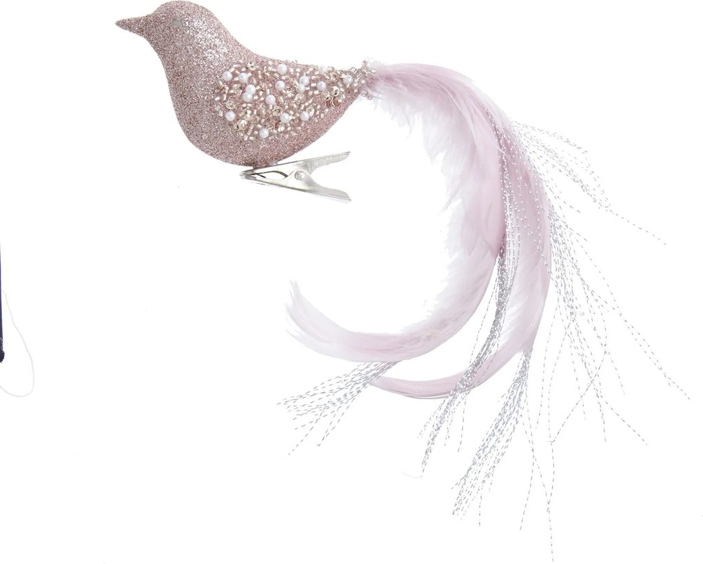 Kurt S. Adler glinsterende roze vogel kerstornament - 16 cm