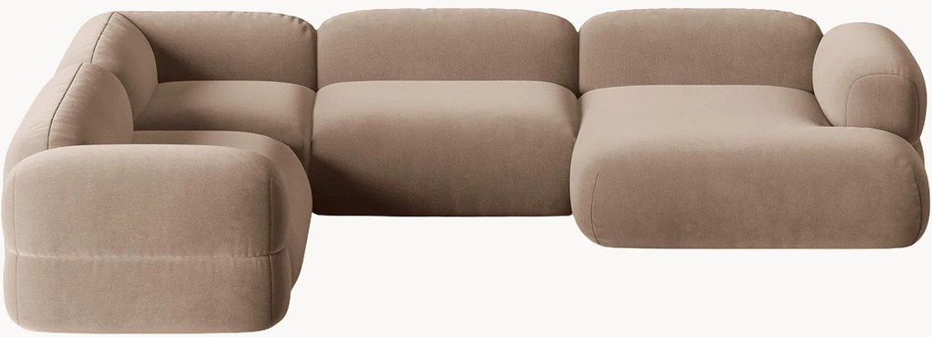 Modulaire panoramische fluwelen hoekbank Roger (5-zits)