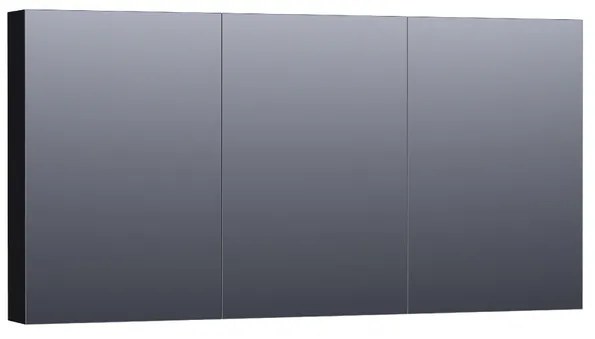 Saniclass Plain Spiegelkast - 140x70x15cm - 3 links- en rechtsdraaiende spiegeldeuren MDF - mat zwart SK-PL140MZ