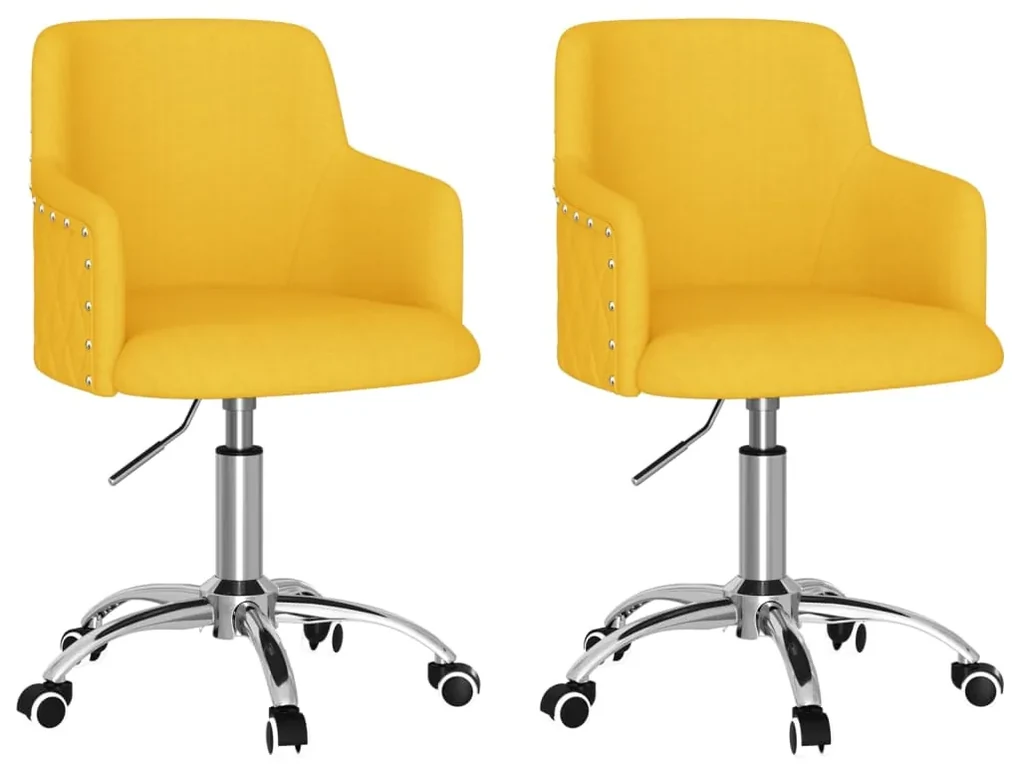 vidaXL Eetkamerstoelen draaibaar 2 st stof mostergeel