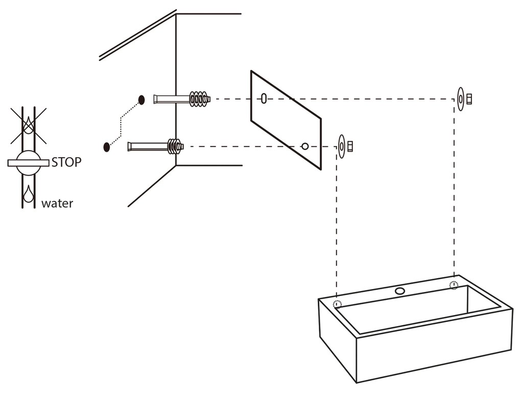 Differnz Flat fonteinset keramiek met rechte kraan mat chroom