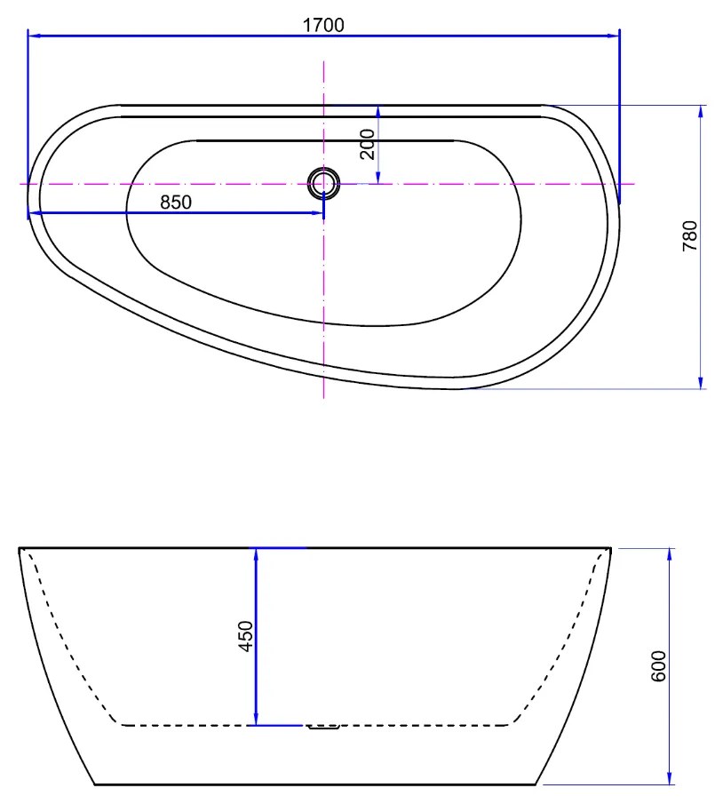 Best Design Monday vrijstaand bad 170x78x60cm mat wit