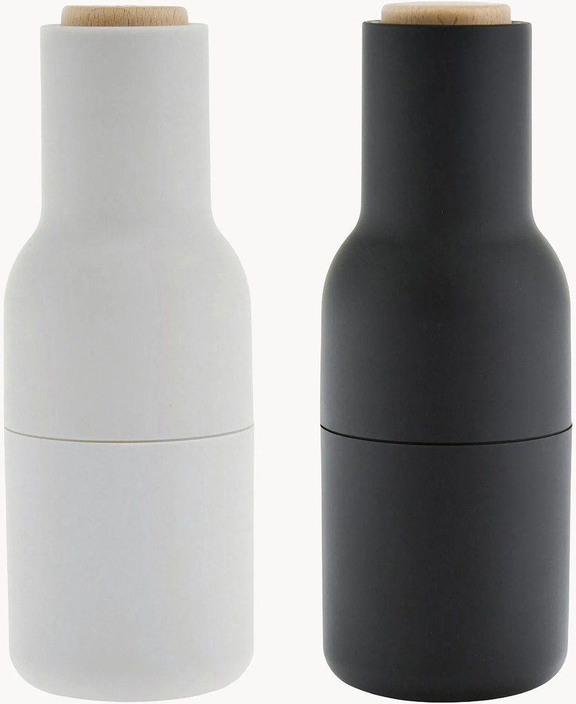 Zout- en peperstrooier Bottle Grinder met beukenhouten deksel, 2-delig