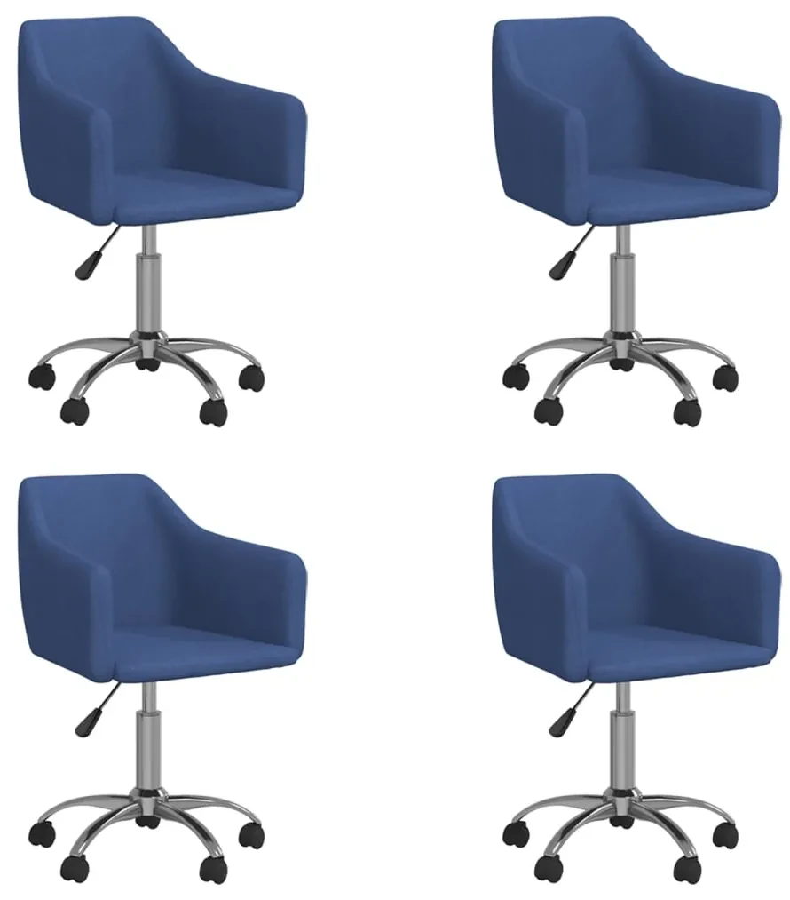 vidaXL Eetkamerstoelen draaibaar 4 st stof blauw