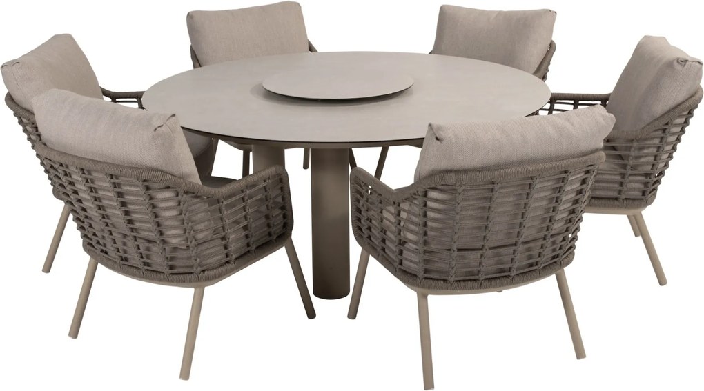 Puglia Donato low dining tuinset 160xH69 cm 8 delig keramiek latte Taste 4SO