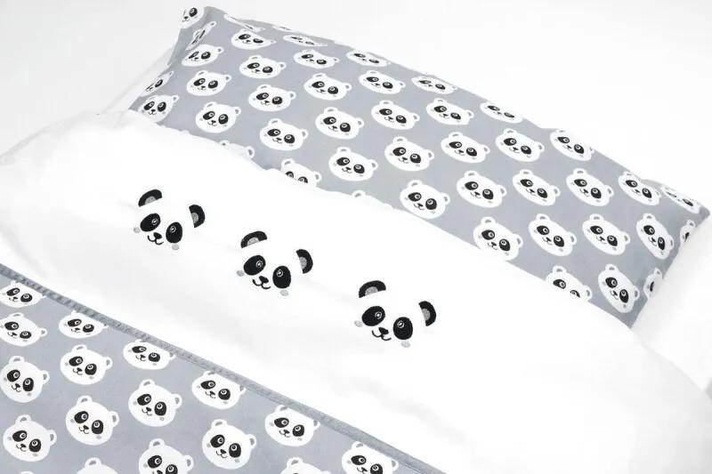 Dekbedovertrek voor ledikant - Panda Grijs in de maat 120x150 - Beddengoed