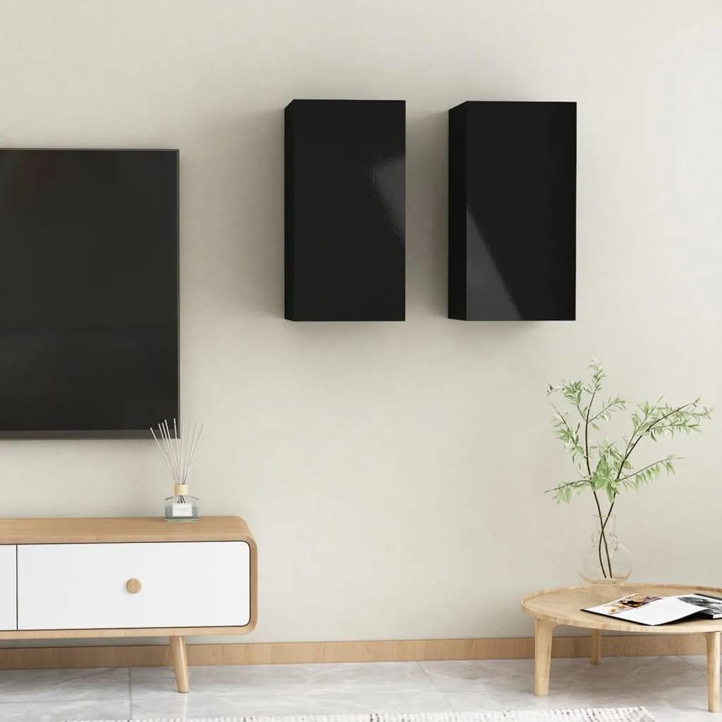 vidaXL Tv-meubelen 2 st 30,5x30x60 cm spaanplaat hoogglans zwart