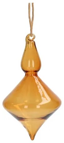 Kerstbal, pegel, glas, oker, 9,5 cm