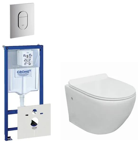 Go compact Toiletsetset - spoelrandloos - grohe inbouwreservoir - softclose - quickrelease - bedieningsplaat verticaal - chroom 0729205/0729240/sw242519/