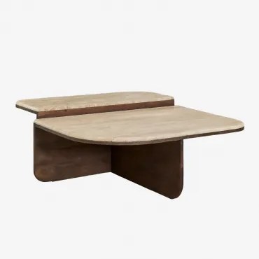 Salontafel 90x90 Cm In Natuursteen En Clotsh Mangohout Travertine - Sklum
