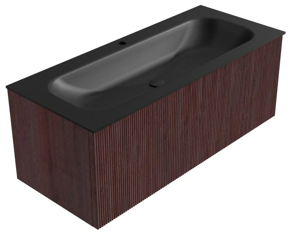 Mondiaz Kurve 110cm badmeubel ruby met 1 lade en wastafel big medium midden 1 kraangat urban