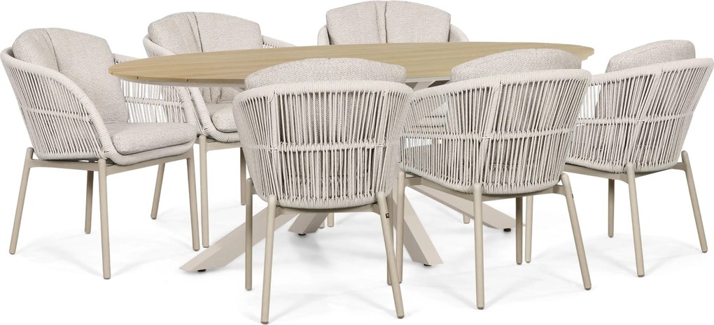 Tuinset 6 personen 220 cm Rope Zand/Beige Lifestyle Garden Furniture Monaco/Matara