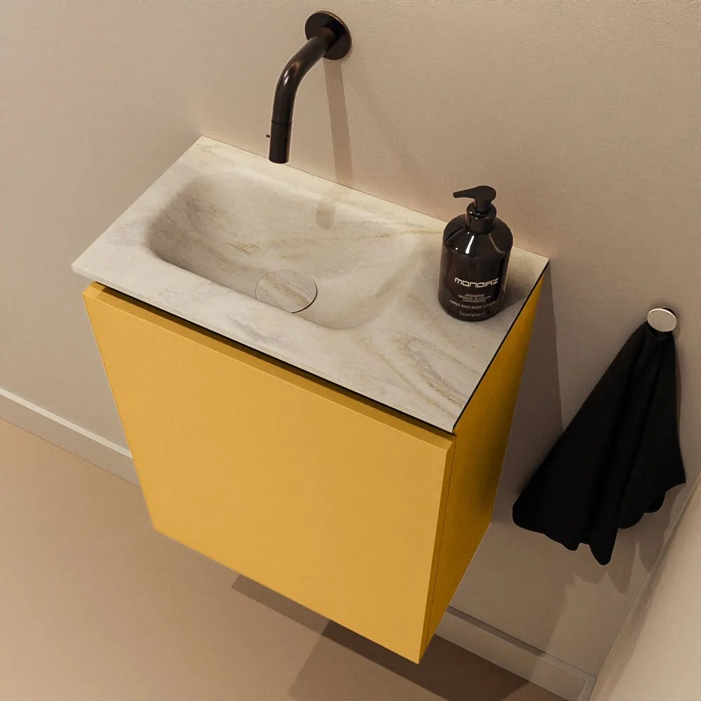 Mondiaz Ture DLux toiletmeubel 40cm ocher met wastafel ostra links zonder kraangat