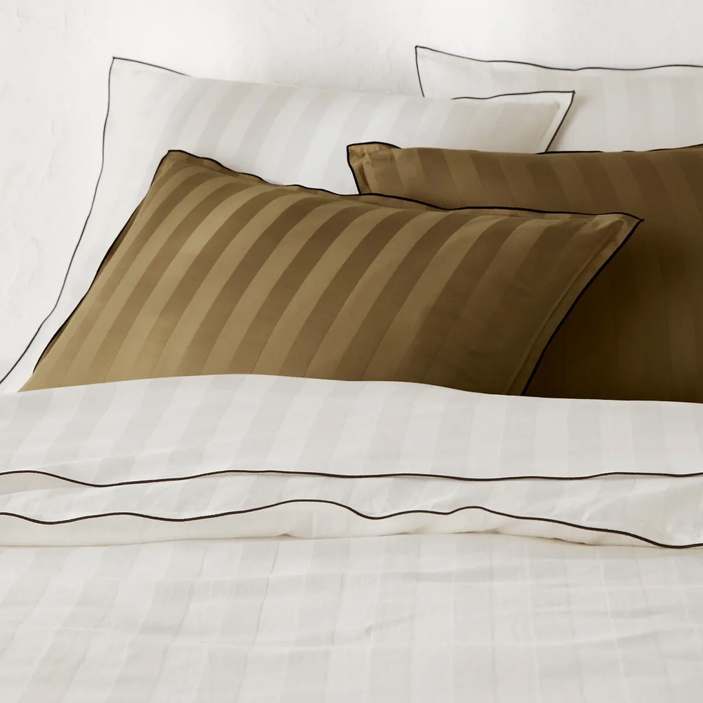 Dekbedovertrek in gewassen katoensatijn met 118 draden, streep Victor