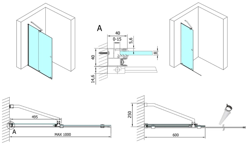 Polysan Modular schuifdeur rollend 100cm chroom