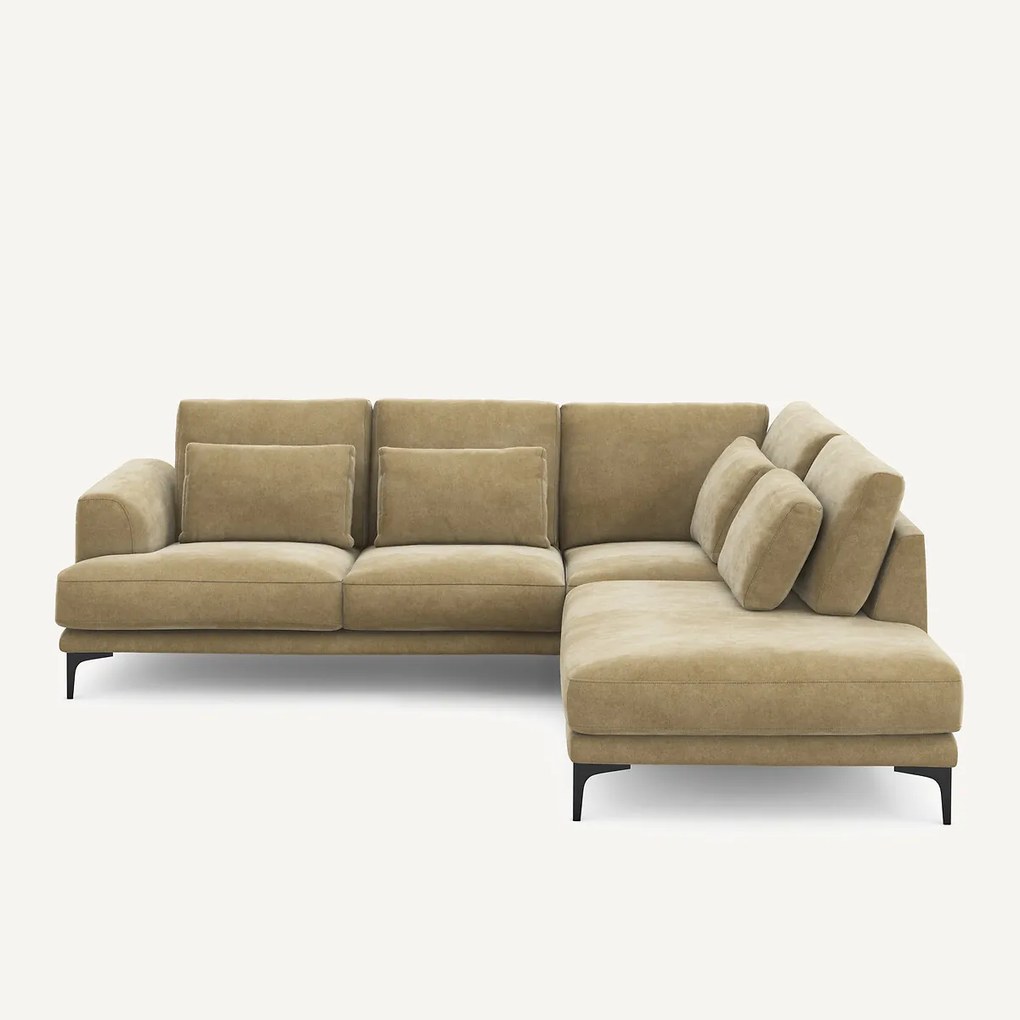 Rechtse hoekbank met leuning in stonewashed fluweel Marsile