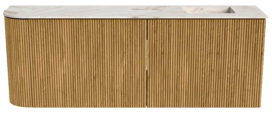 Mondiaz Joya DLux 110cm toiletmeubel ronding links oak met wastafel faye rechts zonder kraangat frappe