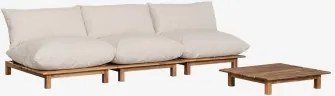 Woonkamerset Met 3-delige Modulaire Relaxbank En Salontafel In Brina Acaciahout Beige – Crème - Sklum