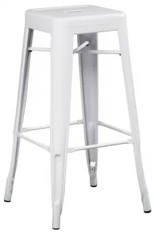 Stapelbare Set Van 4 Hoge Krukken Van Staal Lix Wit & ↑75 Cm - Sklum