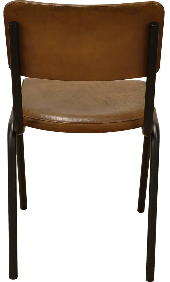 Goossens Eetkamerstoel Chaplin cognac leer leuning, urban industrieel
