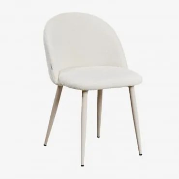 Kana Deluxe Eetkamerstoel In Bouclé Stof Beige – Crème & Bouclé Wit - Sklum