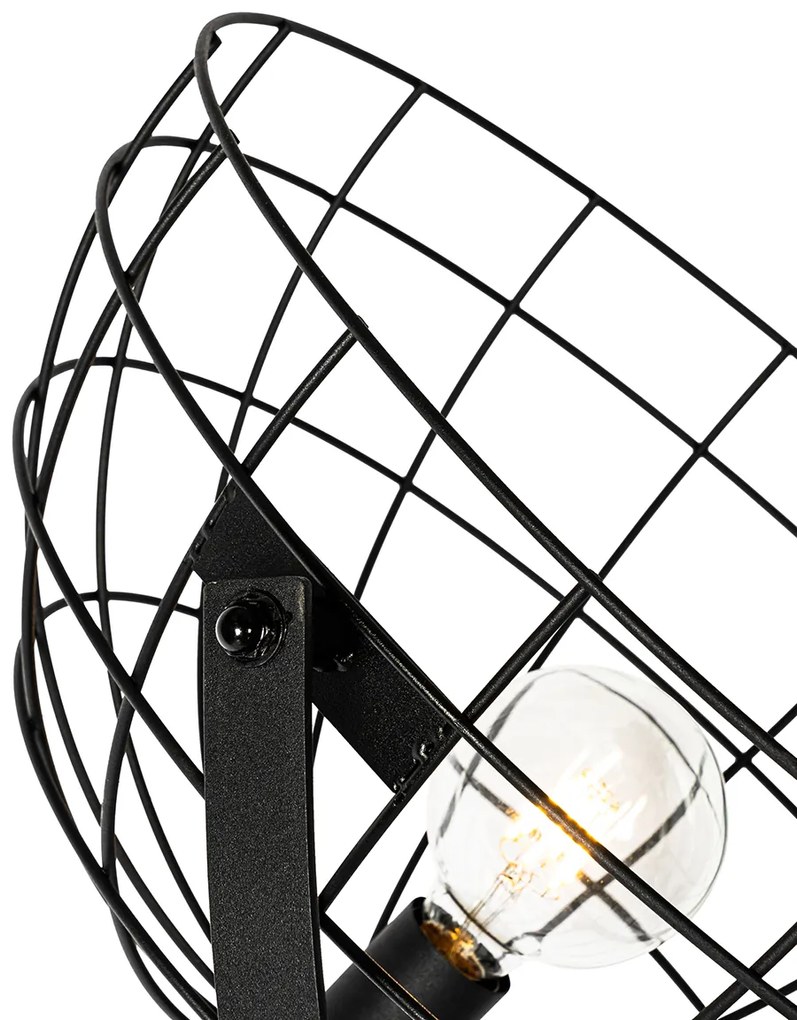 Industriële vloerlamp zwart 50 cm verstelbaar - Hanze Industriele / Industrie / Industrial E27 rond Binnenverlichting Lamp