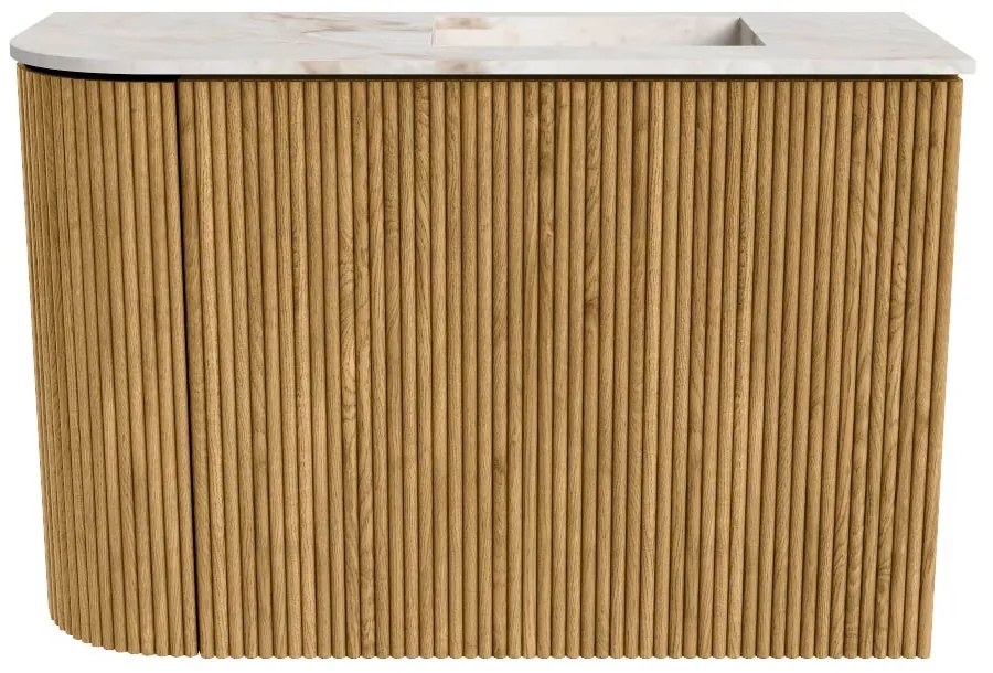 Mondiaz Joya DLux 60cm toiletmeubel ronding links oak met wastafel faye rechts 1 kraangat frappe
