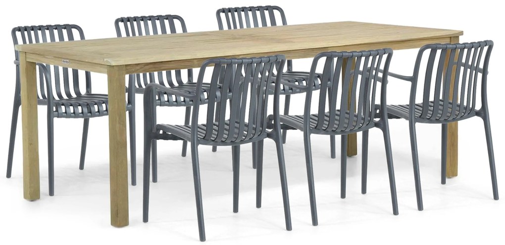Tuinset 6 personen 210 cm Kunststof Grijs Domani Furniture Vento/Weston
