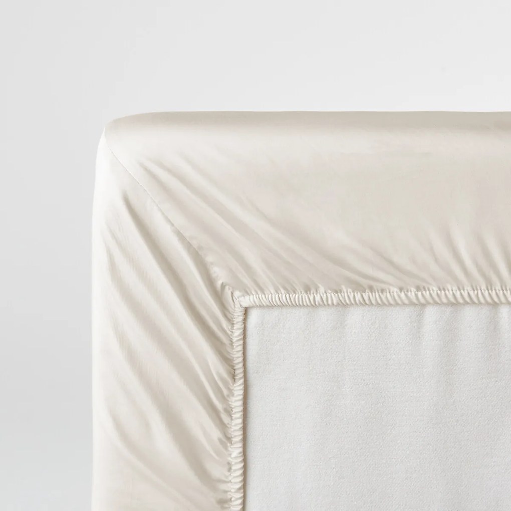 Hoeslaken in katoensatijn, omslag 30 cm, Opale