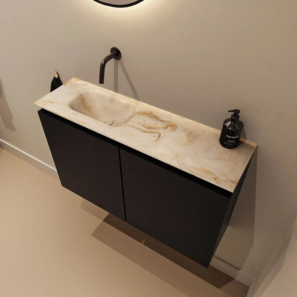 Mondiaz Ture DLux toiletmeubel 80cm urban met wastafel frappe links zonder kraangat