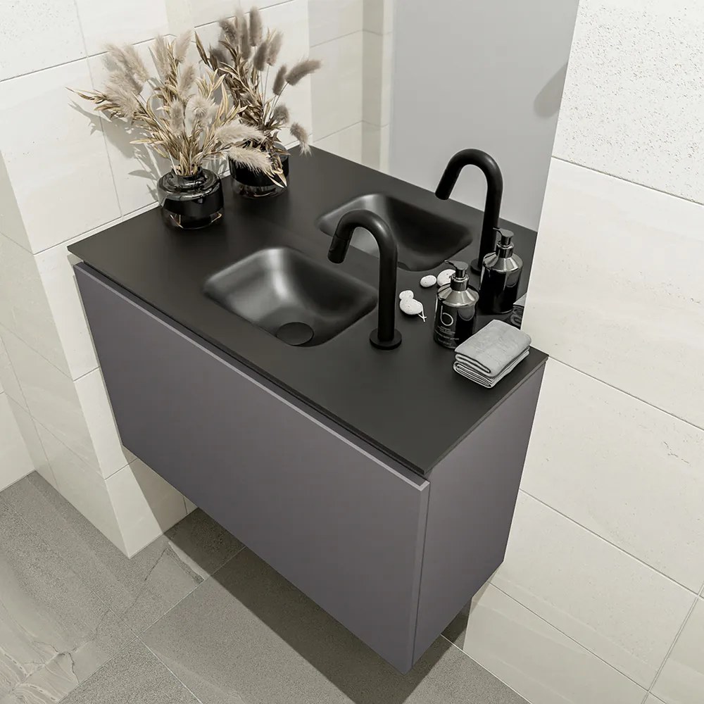 Mondiaz Olan 80cm toiletmeubel dark grey met wastafel urban midden 1 kraangat