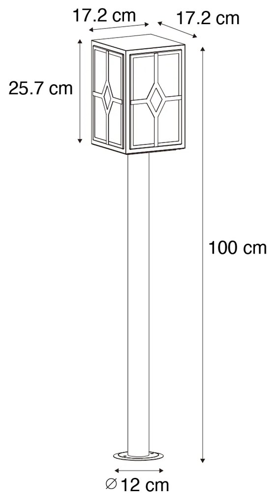 Klassieke staande buitenlamp zwart 100 cm IP44 - Dover