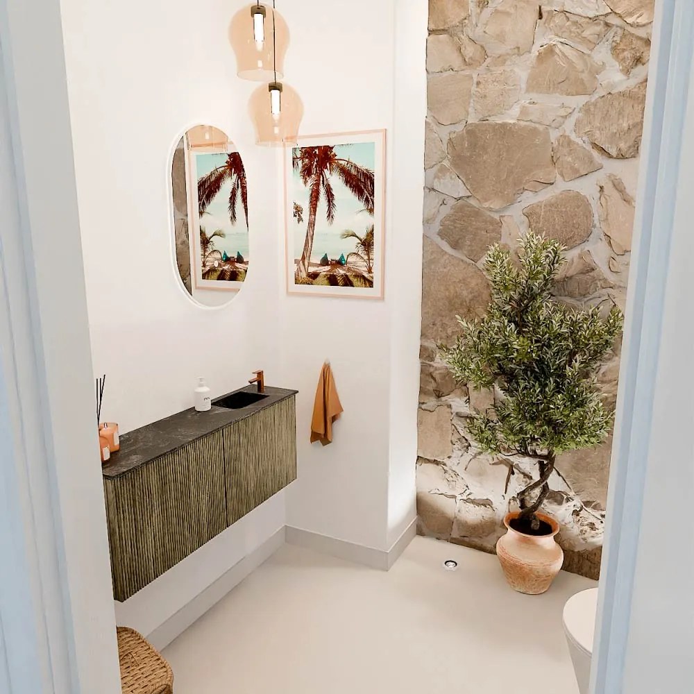 Mondiaz Joya DLux 100cm toiletmeubel dusk met wastafel faye rechts 1 kraangat lava