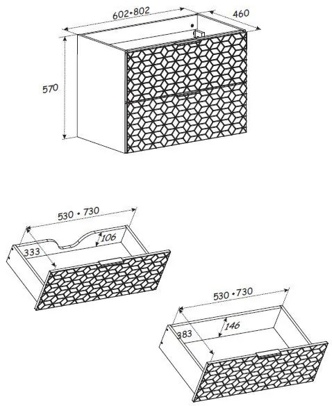 Comad Diamond Wotan onderkast met design 60cm eiken