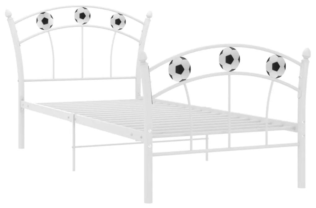 vidaXL Bedframe met voetbaldesign metaal wit 90x200 cm