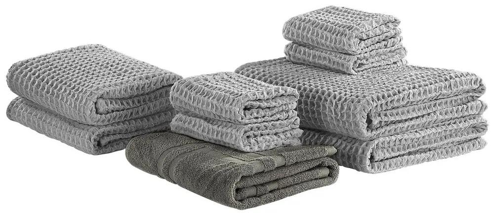 Handdoek set van 9 katoen grijs AREORA Beliani