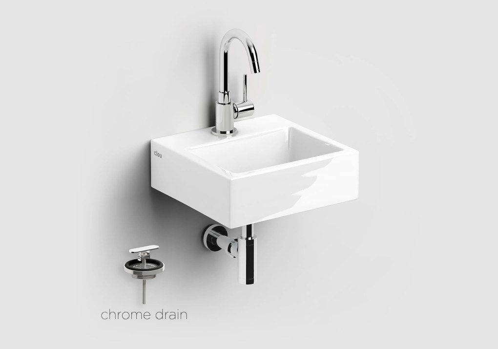 Clou Flush 1 keramische fontein wit glans met Freddo toiletkraan chroom