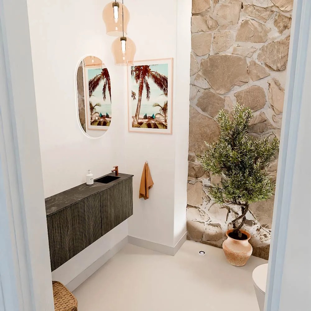 Mondiaz Joya DLux 110cm toiletmeubel ronding links shadow met wastafel faye rechts 1 kraangat lava