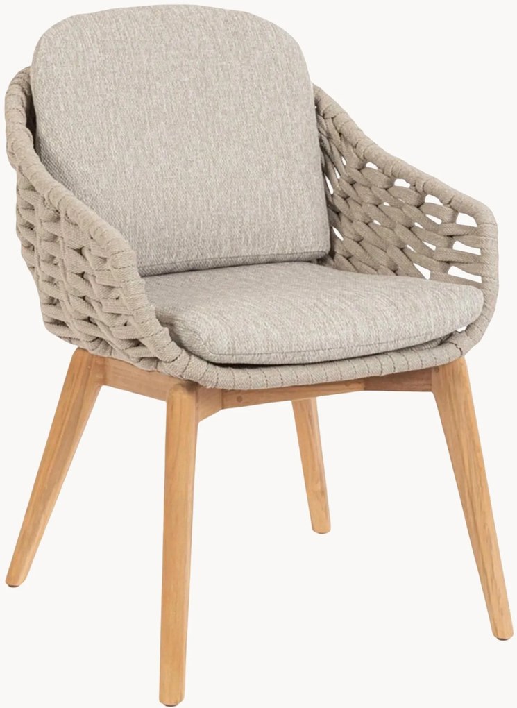 Tuin eetstoelen Tamires met armleuningen & teakhouten poten, 2-delig