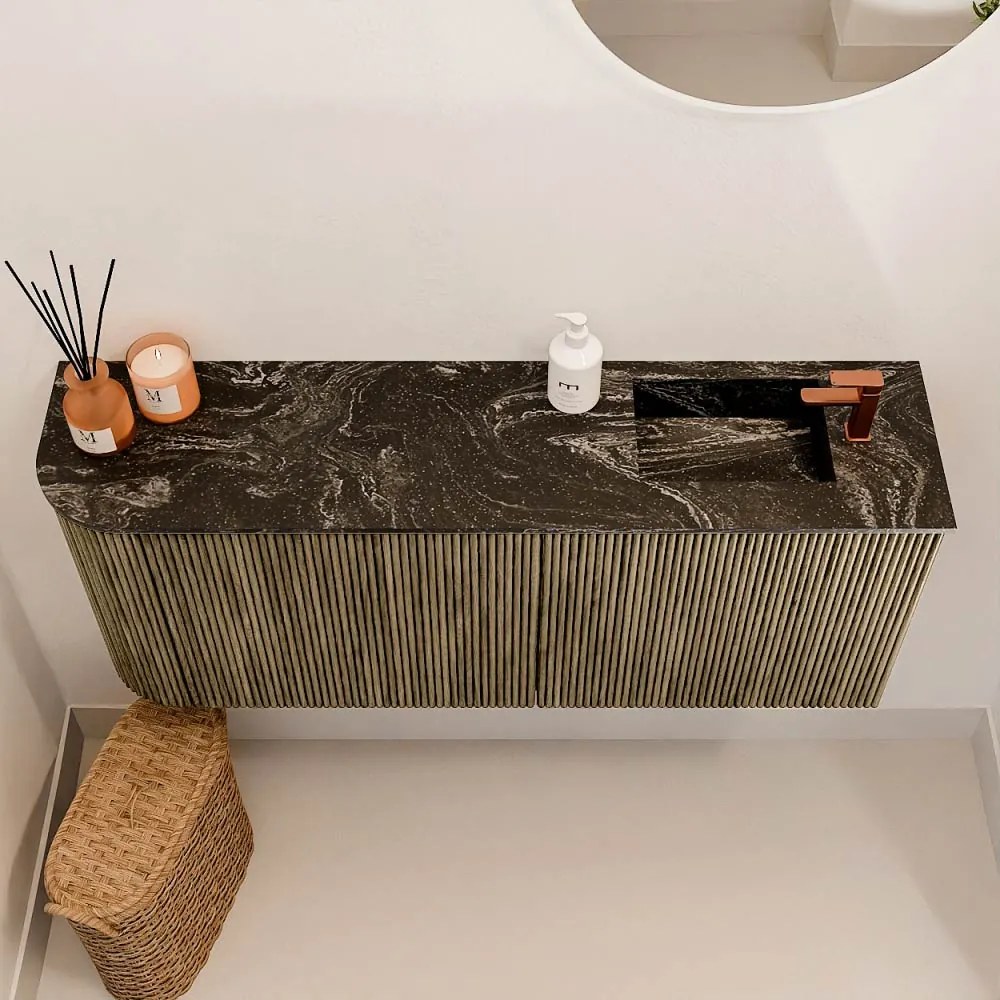 Mondiaz Joya DLux 100cm toiletmeubel ronding links dusk met wastafel faye rechts 1 kraangat lava