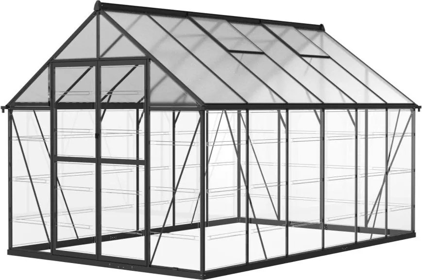 Polycarbonaat tuinkas Flora 2,4 x 3,6 m CoverTech zwart
