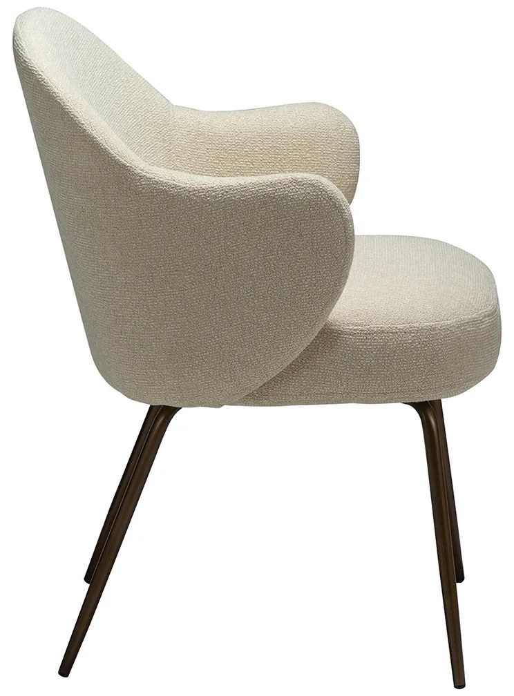 Dan-Form Bae Luxe Eetkamerstoel Met Armleuningen Almond Shimmer Boucle