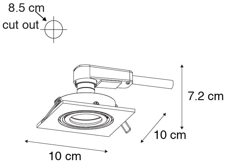 Set van 6 Moderne inbouwspot zwart verstelbaar - Club