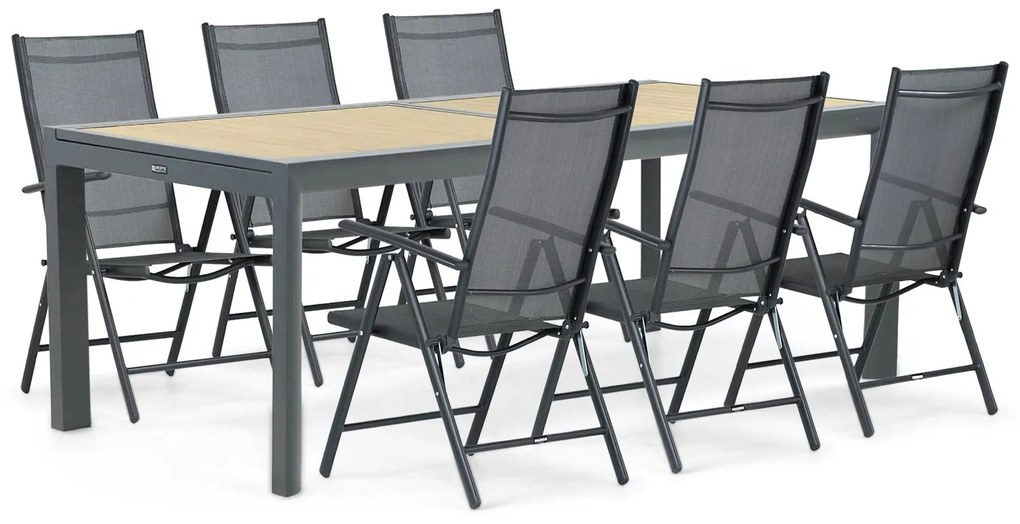 Tuinset 6 personen 214 cm Aluminium/textileen Grijs Domani Furniture Carino/Rosarno