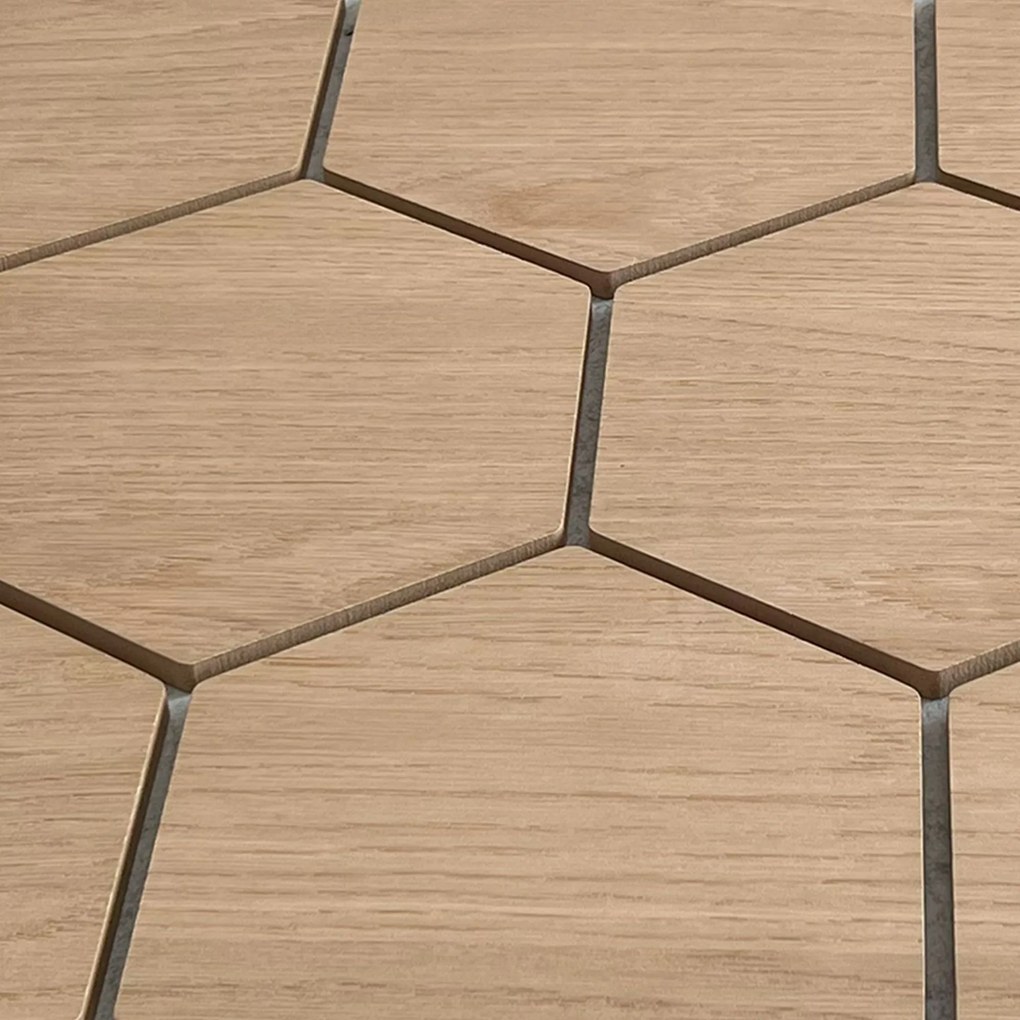 Hexagon Panel Naturel Eiken met Grijs Vilt 81CM | Akoestisch | Wanddecor | Zeshoekig- Grijs vilt