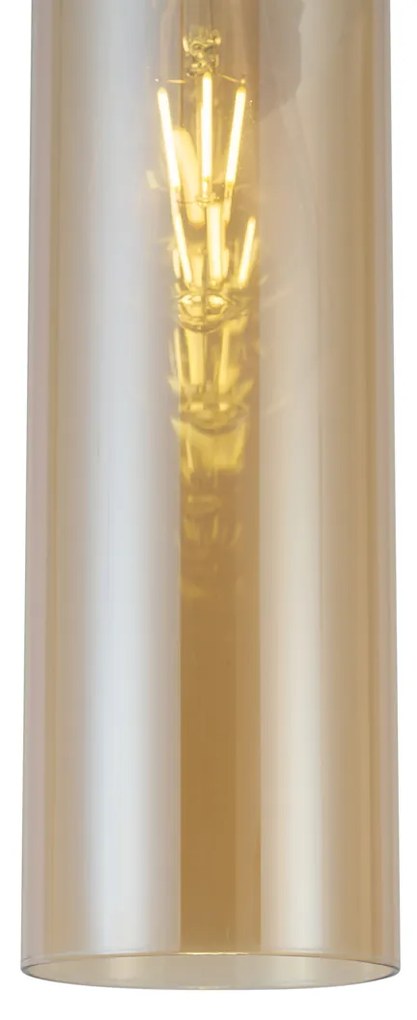 Hotel Chique hanglamp donker brons met amber glas - Stavelot