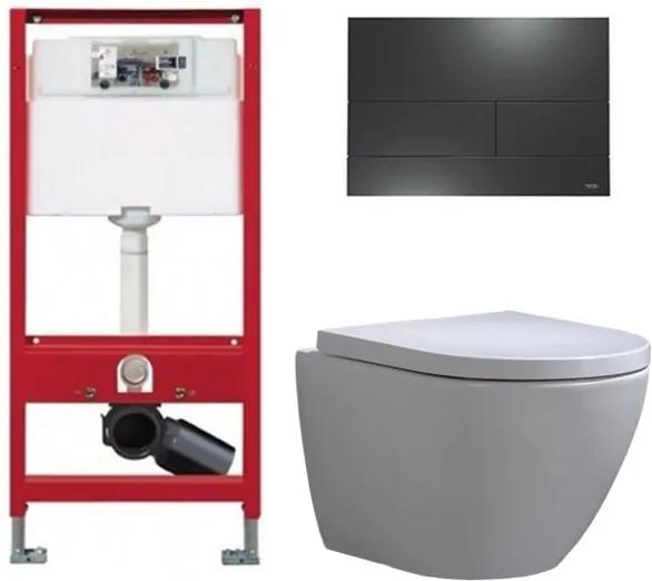 Tece Toiletset - Inbouw WC Hangtoilet Wandcloset - Shorty Tece Square Mat Zwart