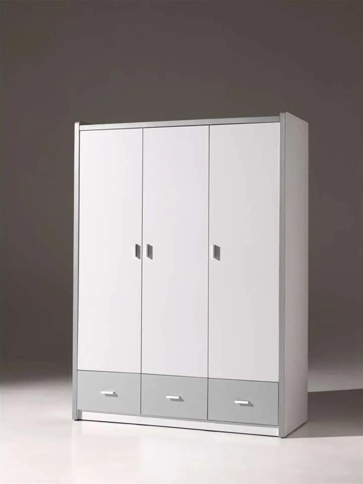 Vipack kledingkast Bonny 3-deurs - zilver - 202x141x60 cm - Leen Bakker
